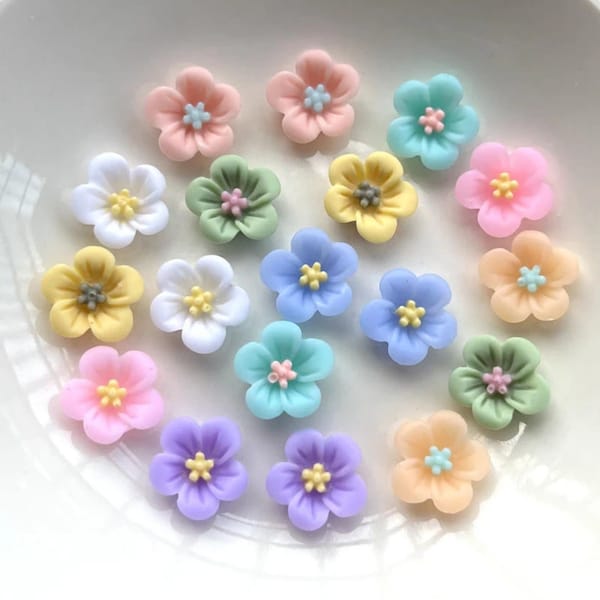 50pcs Charm Flower Resin Flatback Cabochon For Jewelry Making