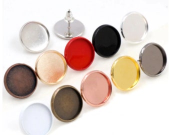 50pcs 14mm Round Earrings Base Blank For Setting Cabochon Jewelry Making