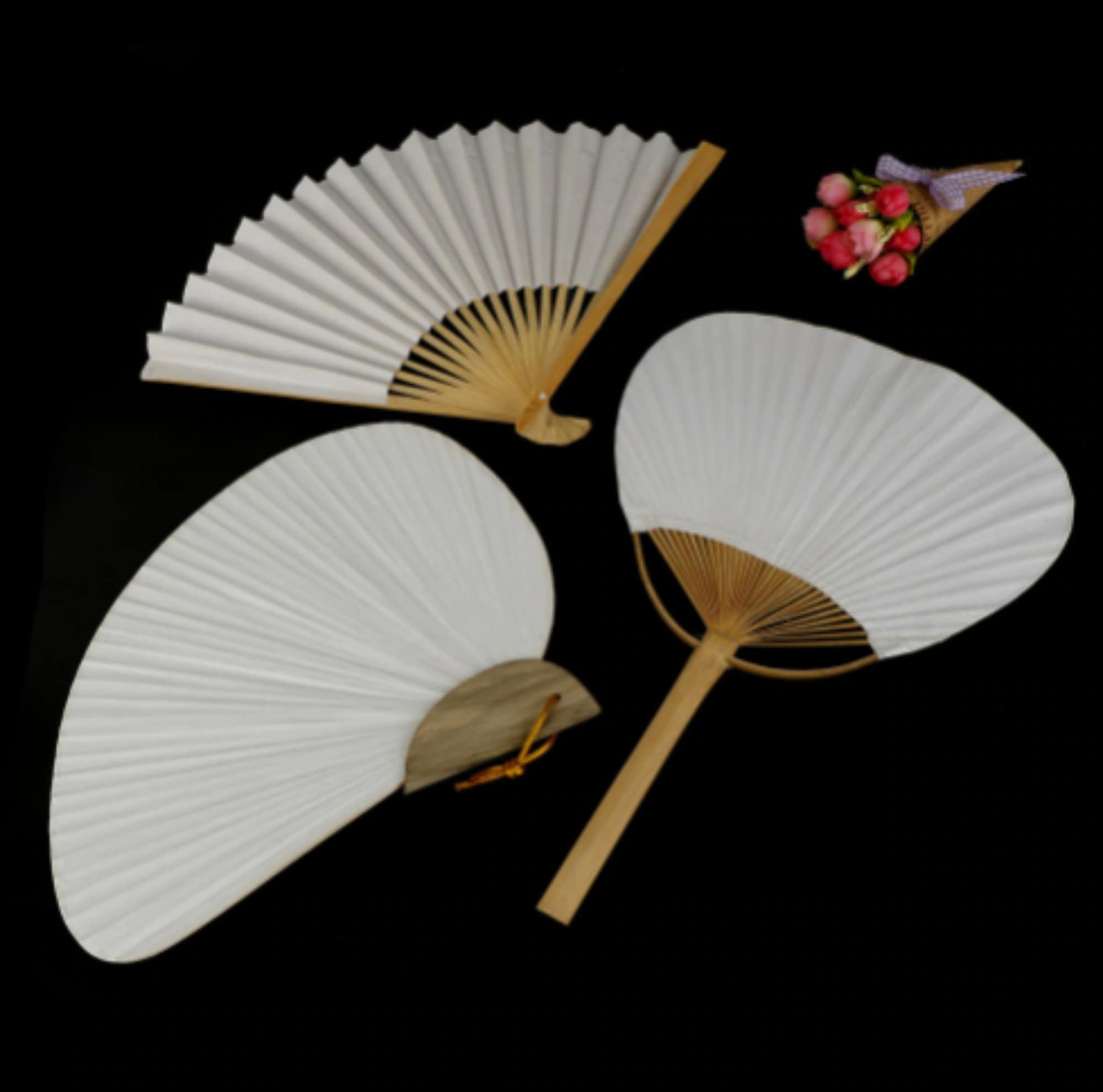 Color : White xunyang Pattern Hand Held Fans Silk Bamboo Folding Handheld Folded for Church Wedding Hand Fan Cool Bamboo Flower Personalized 