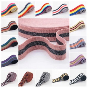 Rainbow Color Striped Elastic Bands Webbing Waistband Stretchy For Clothing Accessories
