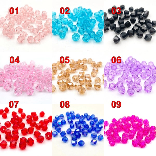 3/4/6mm Bicone Crystal Glass Spacer Beads For Jewelry Making