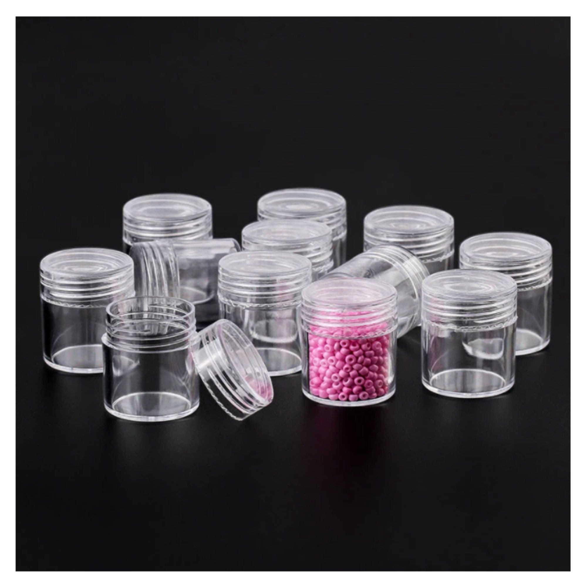 12pcs Round Clear Plastic Container With Lid 