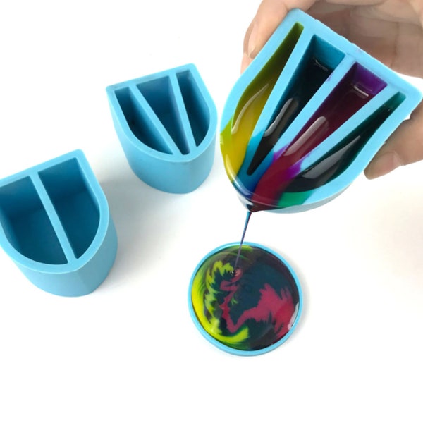 Taza dividida de silicona para verter en forma de remolino, tazas con divisores para resina
