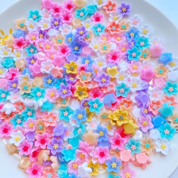 60pcs Flower Resin Flatback Cabochon For Jewelry Making