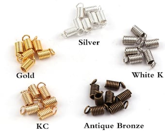 200pcs Spring Crimp Ends Fastener Coil Cord Crimps End Caps For Jewelry Findings