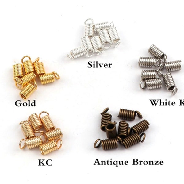 200pcs Spring Crimp Ends Fastener Coil Cord Crimps End Caps For Jewelry Findings