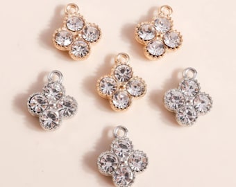 10pcs Charm Crystal Flower Pendant For Jewelry Making Finding