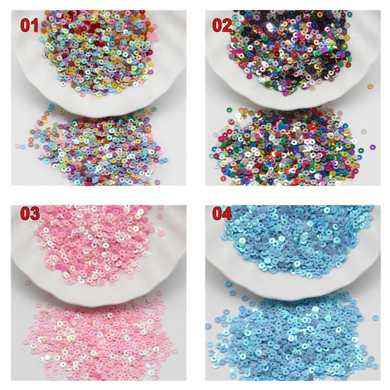 3456mm Iridescent Flat Round Loose Sequins Paillette Sewing Craft for Garment Dress Shoe Caps DIY Accessories