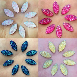 80pcs Charm Navette Shape Resin Flatback Cabochons For Jewelry Making