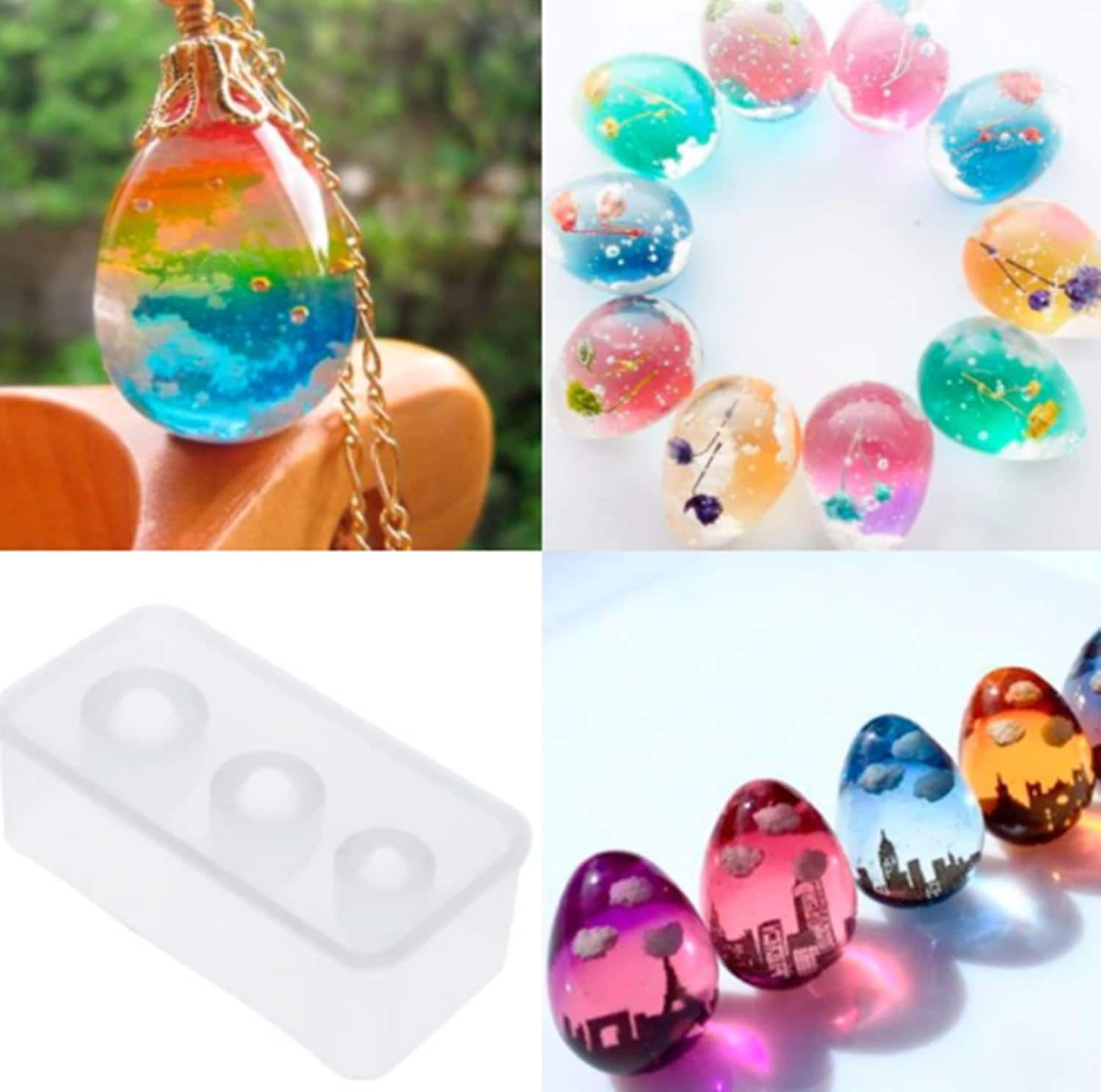 Egg Resin Mold Transparent 3D Egg Silicone Mold Pendant Resin Epoxy Molds  Jewelry Making Mould Epoxy Pendant Craft DIY Tools