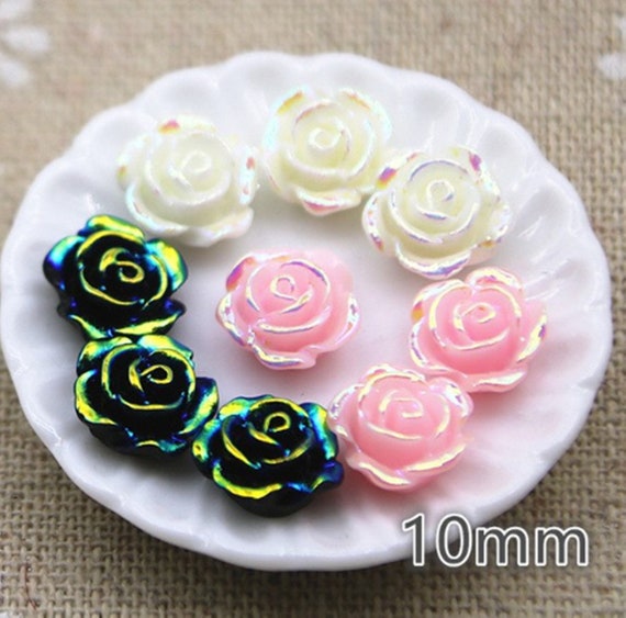 50pcs Mixed Flowers Resin Flatback Embellishment Charms for DIY Phone Case