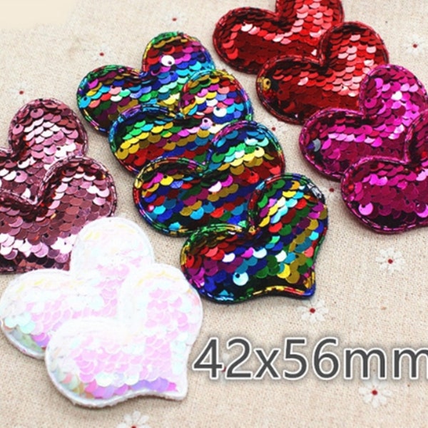 12pcs Heart Sequin Patch Appliques For Cloth Craft Decoration