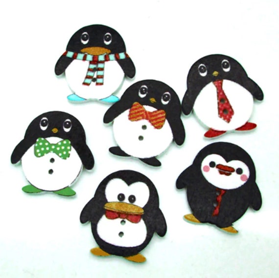 NEW Penguin wooden buttons sewing Scrapbooking Appliques handicraft 25mm