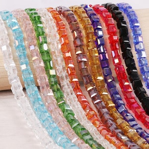 Cube Crystal Glass Spacer Beads For Jewelry Making