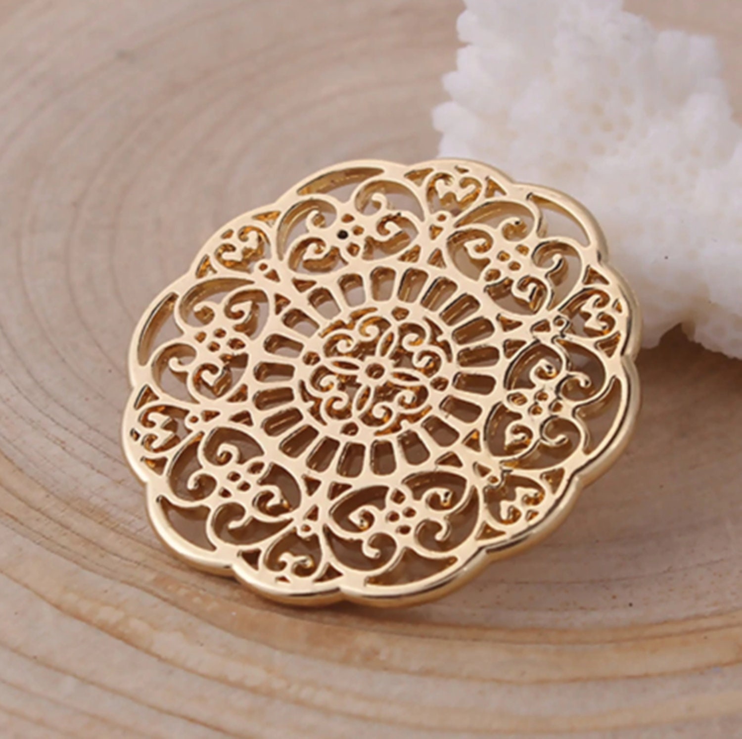Charm Gold Filigree Flower Wraps Connectors Embellishments | Etsy