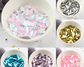 350pcs Oval Folded Sequins Horse Eyes Shape Sequin Paillettes For Crafts Sewing Accessories