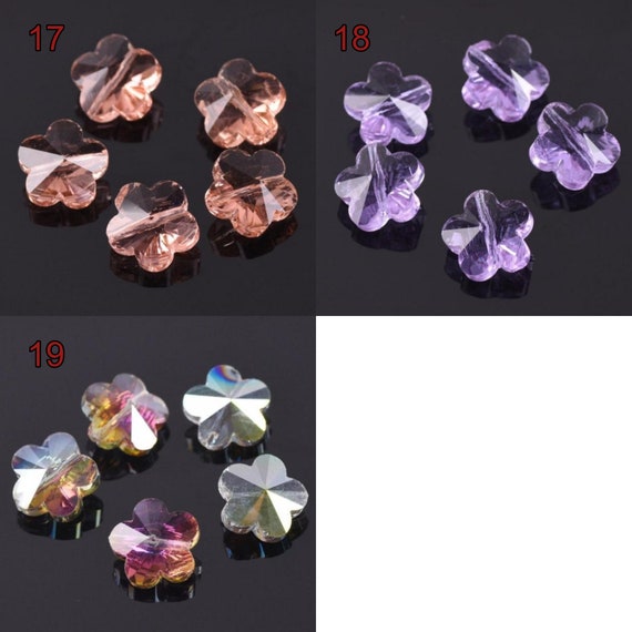 10x Blue Flower Crystal Pendants Charms Bracelet Necklace Earrings Findings 