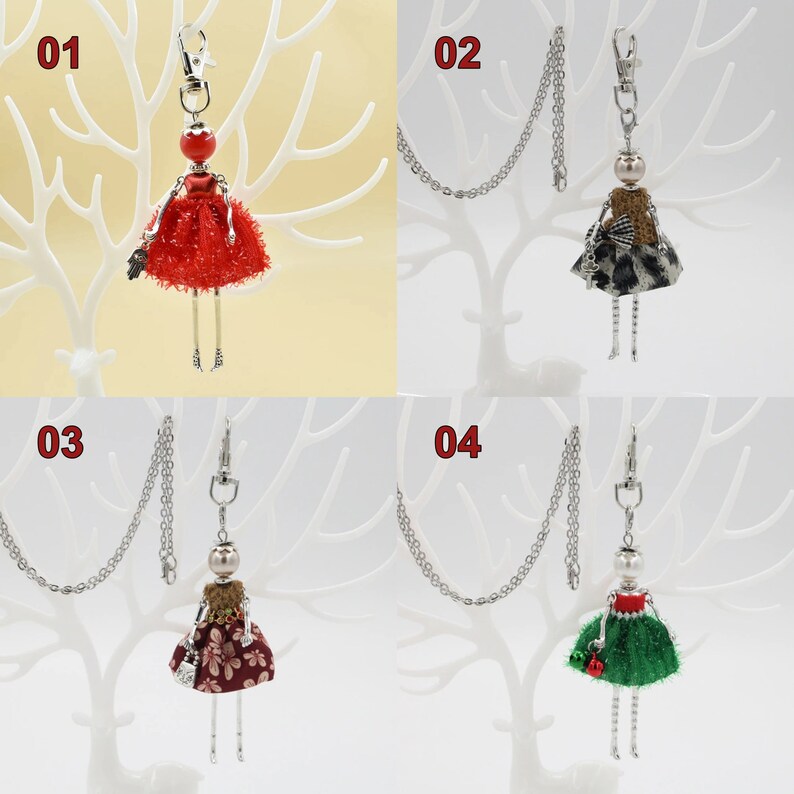 Beaded Dress Doll Keychain Pendant Handmade for Handbag Car Etsy