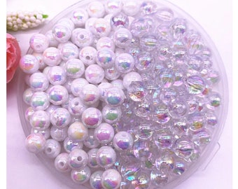 4-14mm AB Color Round Acrylic Beads For Bracelet Necklace Jewelry Making