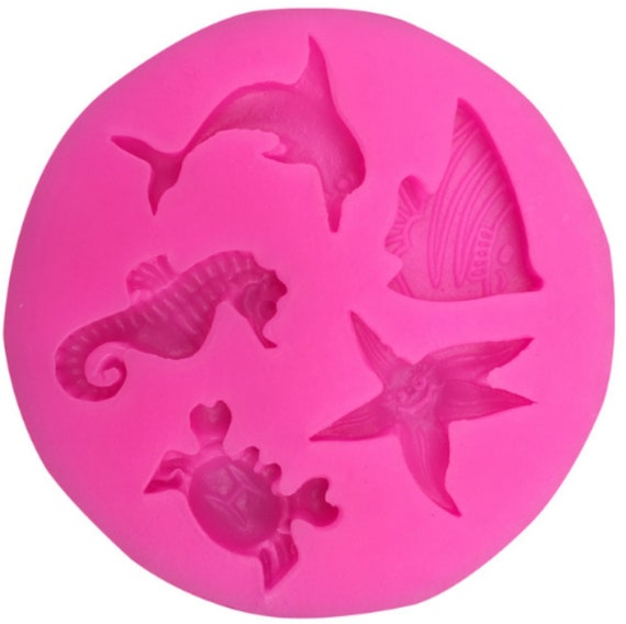 Dolphin Crab Fish Seahorse Starfish Silicone Mold for Fondant Crafts Chocolate Gum Paste Sea Creatures