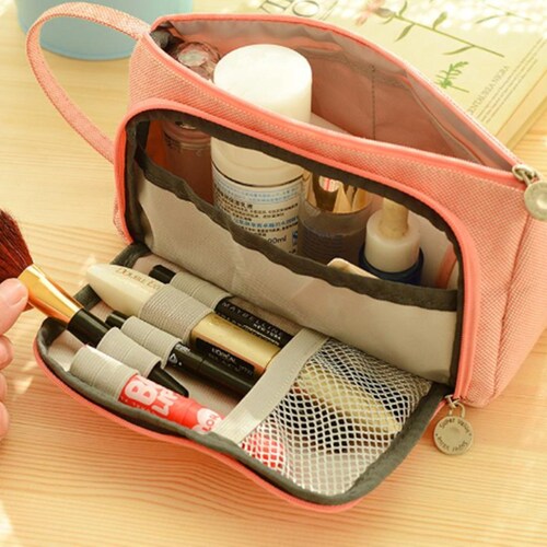 Double Zipper Pencil Case Zipper Pouch Cosmetic Bag Makeup Etsy