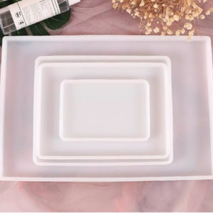 Growment Resin Mold Silicone, Large Rectangle Rolling Tray Molds for Epoxy Resin, Resin Serving Board Mold with Edges, Size: 26.4, Blue