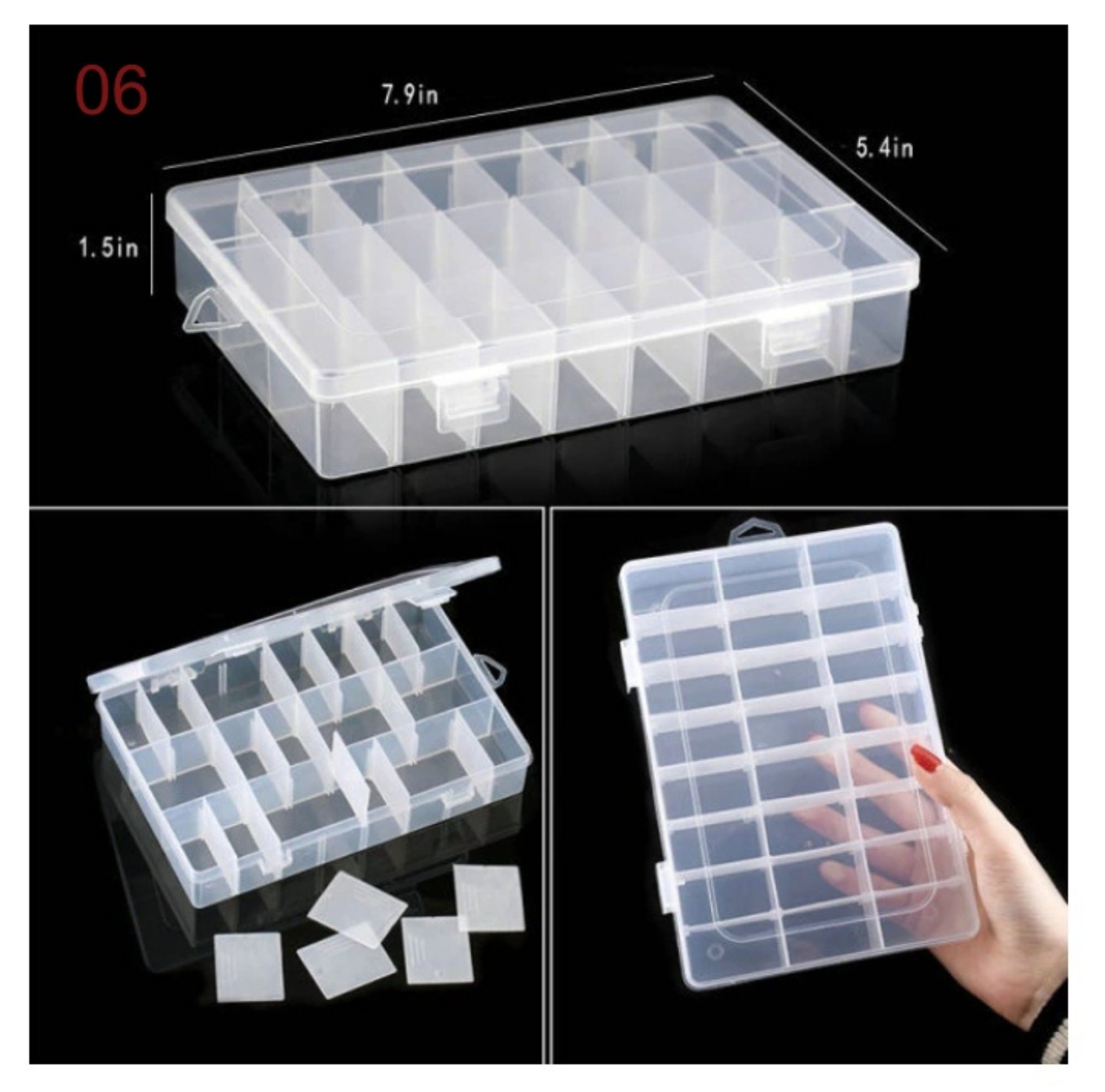 Transparent Plastic Adjustable Jewelry Storage Box Case Beads Organizer Boxes Transparent Plastic Adjustable Jewelry Storage Box Case Beads Organizer Boxes