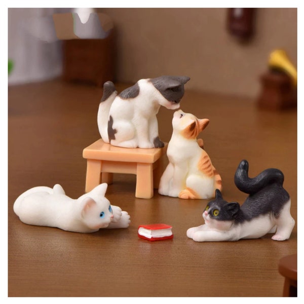 Miniaturas de gatos para decoración de jardín y hogar.