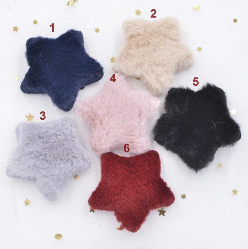 12pcs Star Soft Hair Plush Patch Applique Craft Scrapbooking Party Wedding DIY Decor