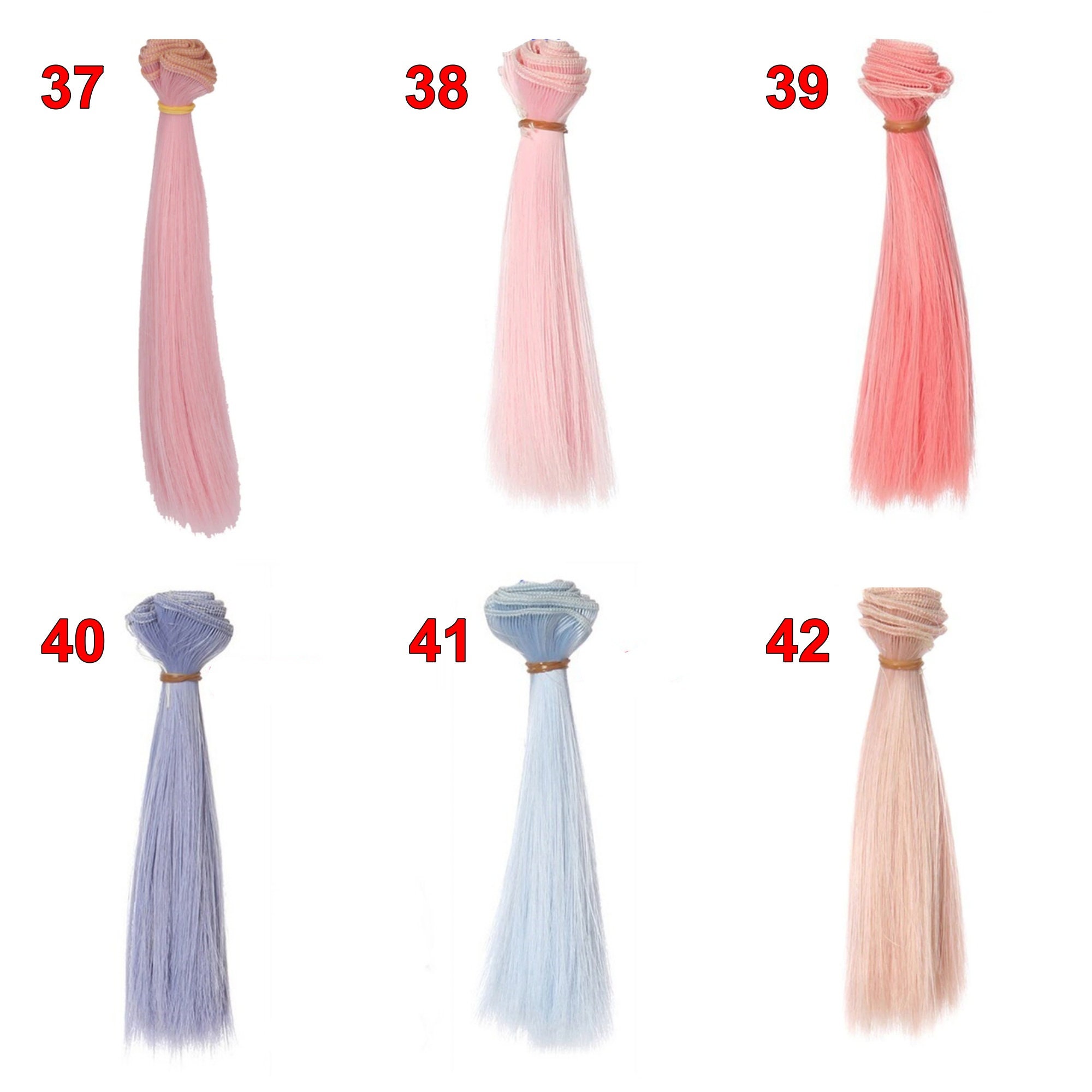 Ciieeo 5 Pcs Doll DIY Wig Straight Synthetic Doll Hair Wefts 15cm Imitation  Wool Roll Doll Hair Synthetic Hair Extensions for Rerooting Wig Making