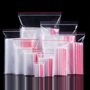 500 bolsas de plástico con cierre hermético a granel, 100 mm x 150 mm, clip  con cierre hermético