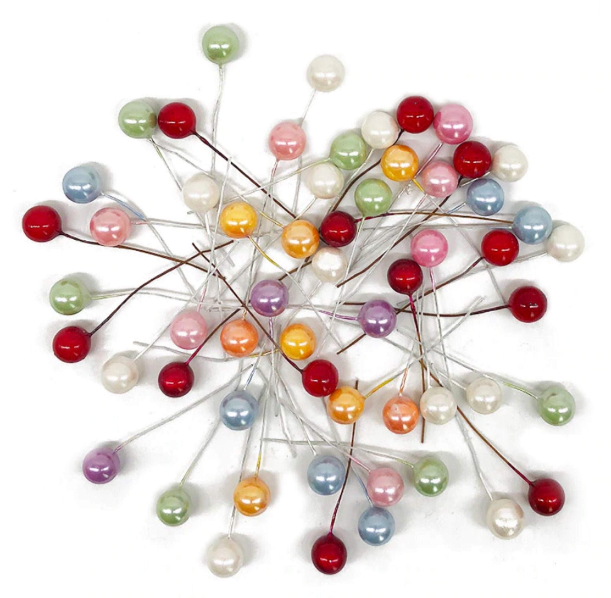 50pcs Artificial Flowers Head Pearl Stamen Craft Handmade Etsy