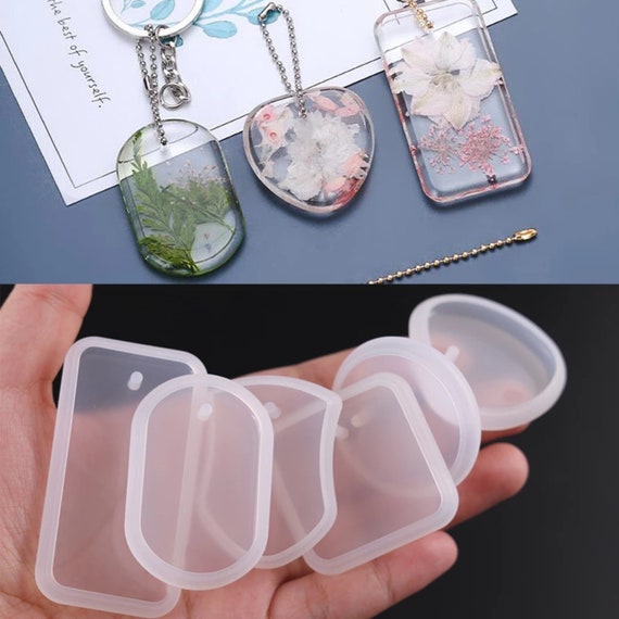 6Pcs resin keychain molds Diy Epoxy Earring Pendant Silicone Key Chain  Molds