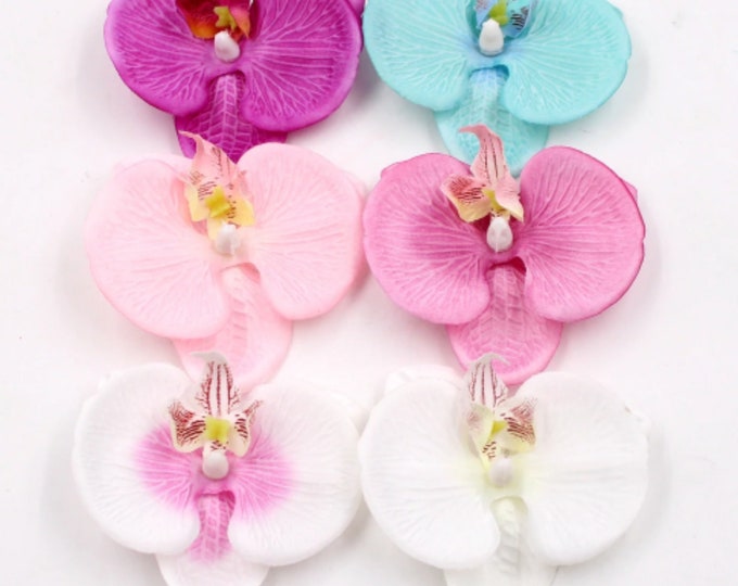 6 Orchid Heads, Orchid Flowers, Artificial Orchid, Artificial Flowers, Faux Flowers, Phanelopsis