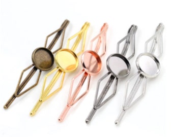 10pcs 12mm Hair Clips Blank Tray For Setting Cabochon Jewelry Making