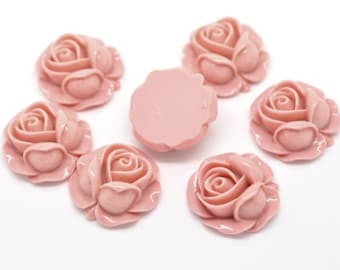 20pcs Charm Rose Flower Resin Cabochon Flatback For Jewelry Making