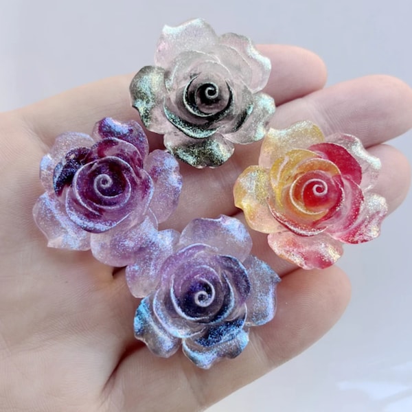 5pcs 30mm Big Rose Flower Resin Flatback Cabochon For Jewelry Making