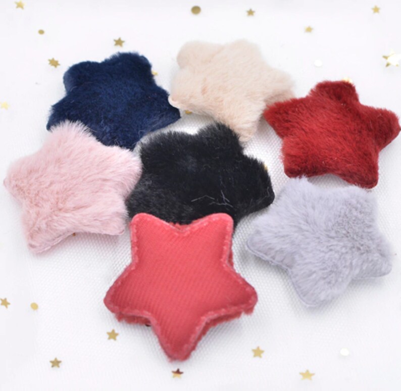 12pcs Star Soft Hair Plush Patch Applique Craft Scrapbooking Party Wedding DIY Decor