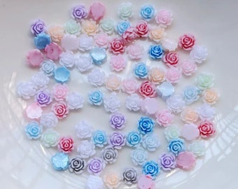 100pcs Charm Cute Rose Flower Resin Flatback Cabochon For Jewelry Making
