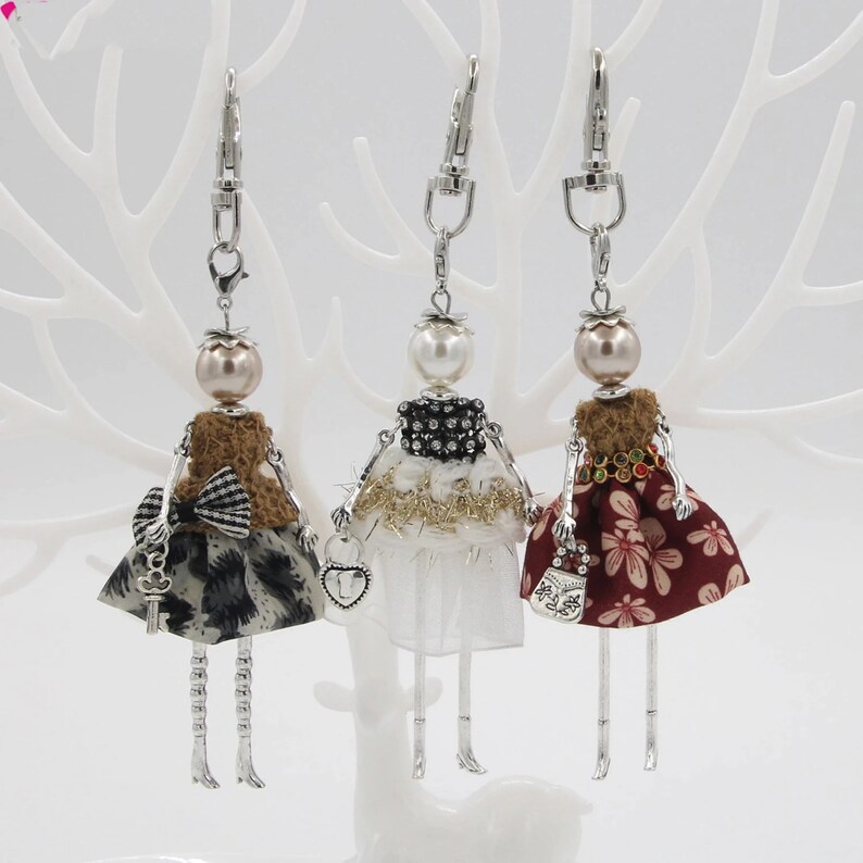 Beaded Dress Doll Keychain Pendant Handmade for Handbag Car Etsy