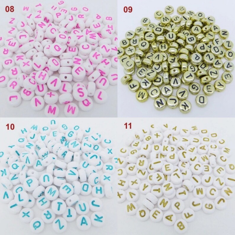 200pcs Flat Round Acrylic Alphabet Beads Craft DIY Bracelet Etsy