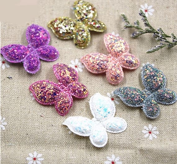 12pcs Glitter Butterfly Patch Appliques for Clothes Sewing Supplies 