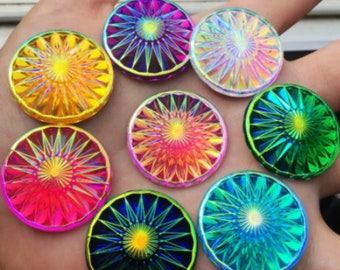 8pcs AB Color Round Resin Cabochon Flatback Rhinestone For Jewelry Making