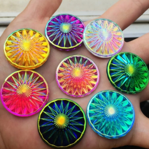 8pcs AB Color Round Resin Cabochon Flatback Rhinestone For Jewelry Making