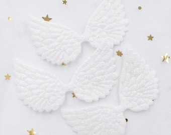 20 Stück Glitzer Weiß Engel Flügel Patches Applikation Für Kleidung Handwerk Dekoration