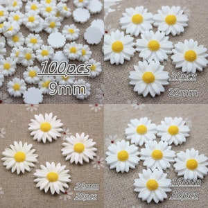 White Daisy Flower Resin Flatback Cabochon For Jewelry Making