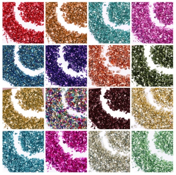 Colorful Crushed Stones  Metallic Glass Stone Glitter Flakes
