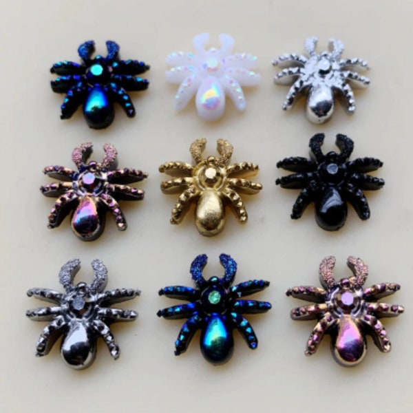 60pcs Charm Resin Spider Flatback Cabochon For Jewelry Making