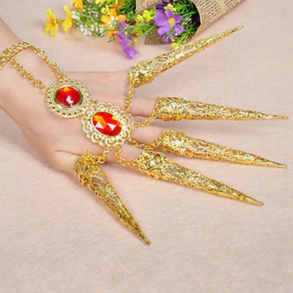 Golden Finger Claws Jewelry For Dancing Finger Costume