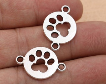 20Pcs Pet Paw Heart Charm DIY Pendant Connector Necklace Bracelet Jewelry Making 